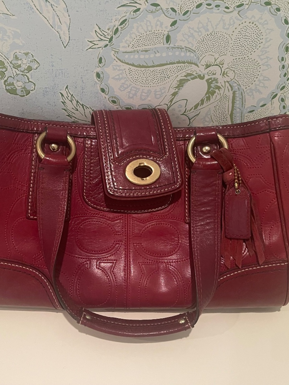 Red leather Coach purse